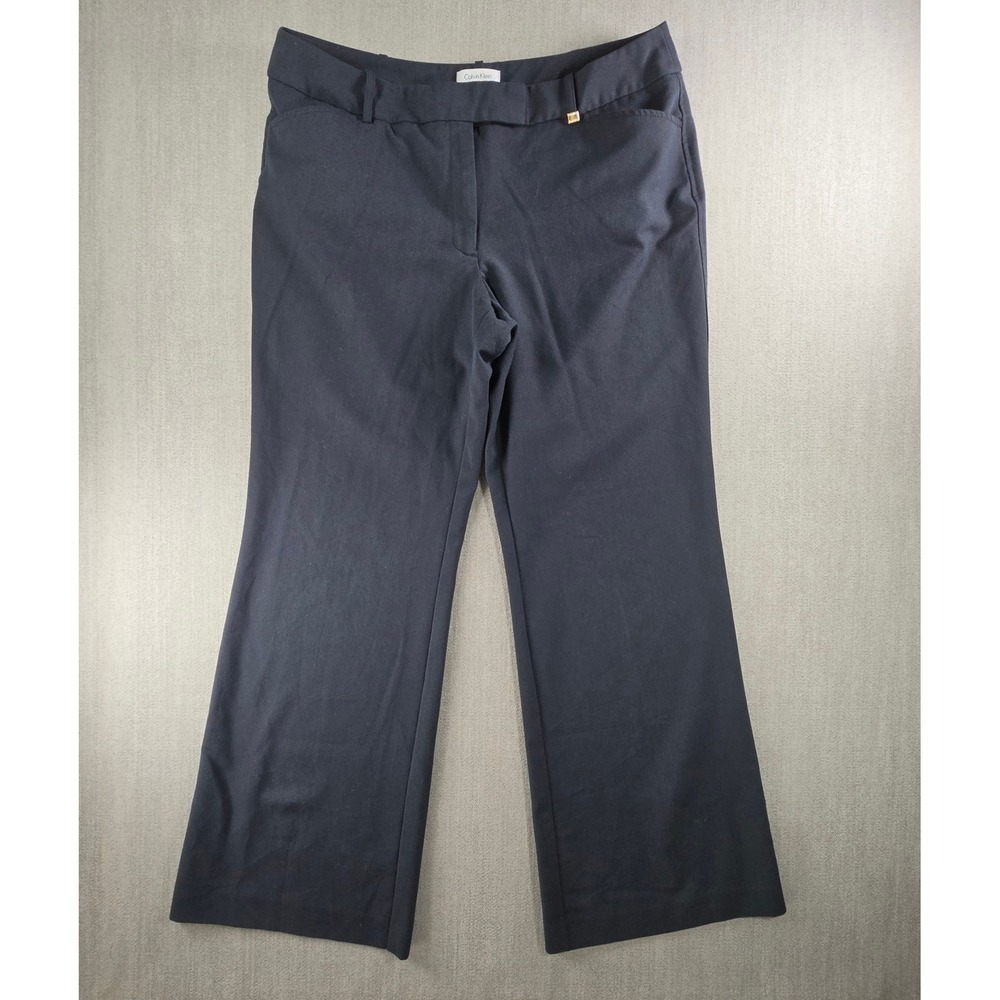 Calvin Klein Dress Pants Women 16 Black Wide Leg Stretch Professional‎ Office